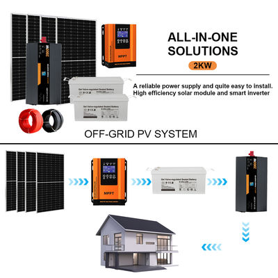 Un bon prix. 2KW Kit solaire complet hors réseau pour la maison. Inclut système de montage et panneaux solaires en ligne