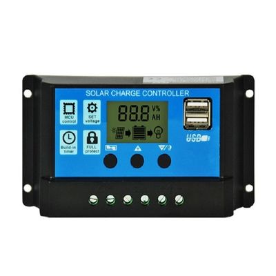 Contrôleur de panneau solaire PWM automatique 12v 24v 10a 20a 30Amp Avec écran LCD Double USB