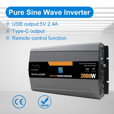 Un bon prix. Invertisseur de puissance des ondes sinusoïdes pures de 2000 W    12V/24V/48V en courant continu à 110V/220V en courant alternatif en ligne