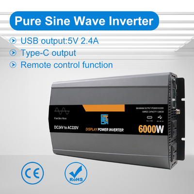 Un bon prix. Onduleur de puissance à onde sinusoïdale pure 6000W – DC 12 V / 24 V / 48 V vers AC 110–240 V en ligne