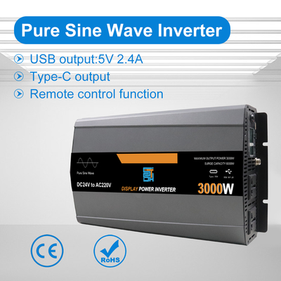 Un bon prix. Onduleur solaire à onde sinusoïdale pure 3000W 12V/24V/48V DC vers 110V/220V AC en ligne