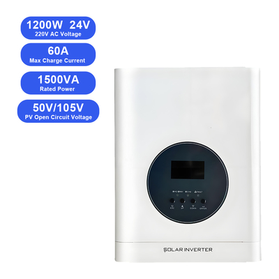 Onduleur solaire hybride 1,2KW 1200W 24V 110/220V Hors réseau Tout-en-un pour camping-cars, camping et petits systèmes domestiques
