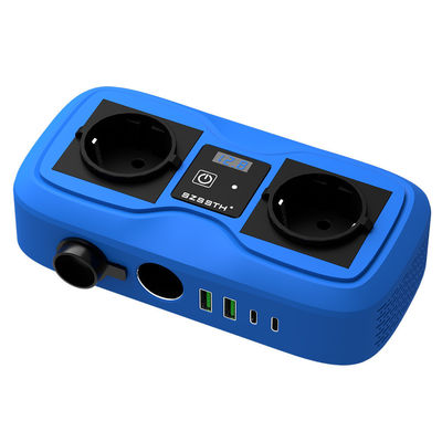 Un bon prix. Convertisseur de courant de voiture 200W avec écran LCD et doubles prises allume-cigare, 2 ports USB et prise secteur, 12V à 220V onde sinusoïdale modifiée en ligne